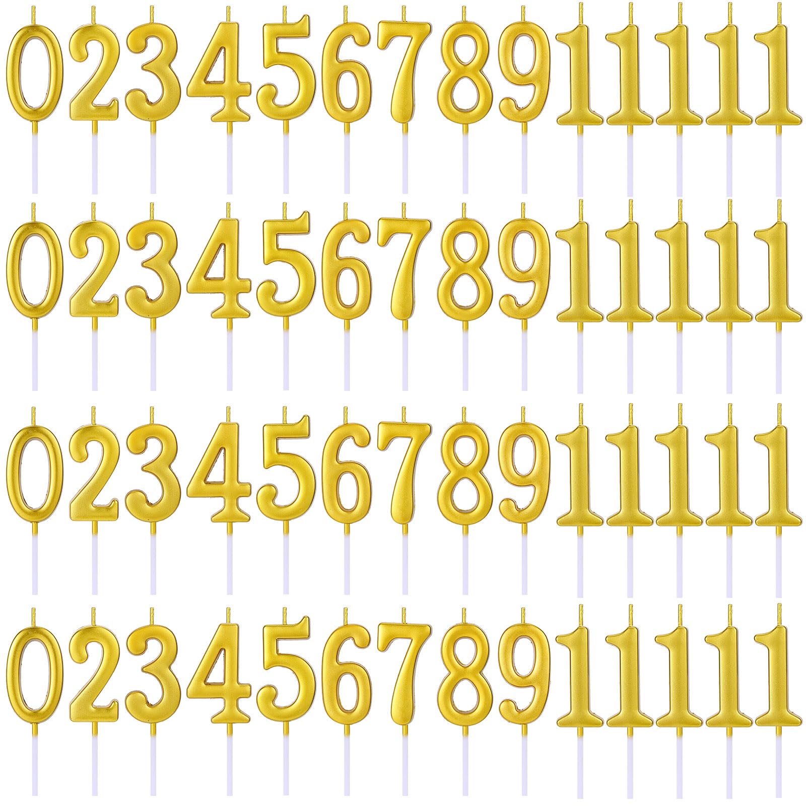 56 Pcs Gold Number Birthday Candles Bulk Cake Toppers Candles for 1st Birthday to 18th Birthday Decoration Wedding Anniversary Party Celebration Baby Showers