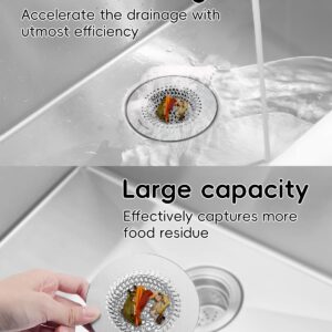 1Pack Kitchen Sink Drain Strainer for Easy Clean Large Basket & 1Pack Bathtub Drain Hair Catcher, Wokdada Fast Drainage Shower Drain Hair Catcher