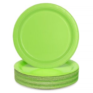 qiaozeng 50 pcs 9" green paper plates pure color disposable plates for dinner and dessert party supplies pack for kids graduation baby shower holiday wedding birthday party table decor supplies