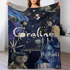 chalajig super soft flannel coraline blanket decorative bedroom living room suitable for kids/adult blanket, style