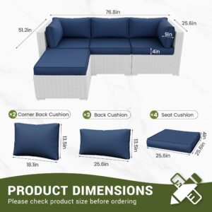 Amopatio Outdoor Cushions, Replacement Patio Furniture Cushions for Outdoor Furniture, Waterproof & Fade Resistant Cushions for Patio Sectional Couch(Cushion Cores & Covers, Navy)