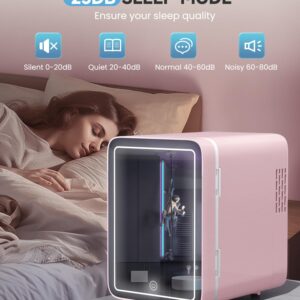 CUTIEWORLD Skincare Fridge With Dimmable LED Light Mirror, 4L Makeup Mini Fridge for Bedroom, Car, Office & Dorm, Cooler & Warmer, Portable Small Refrigerator for Cosmetics, Skin Care and Food, Pink