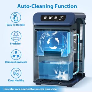 Aeitto Nugget Ice Maker Countertop, 55 lbs/Day, Chewable Ice Maker, Rapid Ice Release in 5 Mins, Auto Water Refill, Self-Cleaning, Stainless Steel Housing Ice Machine (Cyan