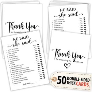 stofinity he said she said bridal shower game - 50 pcs him or her wedding shower game for 50 guests, engagement party game for bridal shower decorations