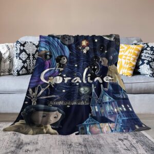 CHALAJIG Super Soft Flannel Coraline Blanket Decorative Bedroom Living Room Suitable for Kids/Adult Blanket, Style