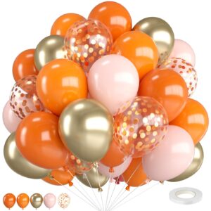 fall balloons,12 inch orange and sand gold balloons with gold confetti balloons,for birthday little cutie baby shower wedding thanksgiving party decorations