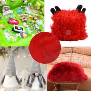 Faux Fur Fabric Christmas Winter Squares Shaggy Fur Fabric Patches Red 18x40 Inch for DIY Craft Hobby Halloween Winter Costume Decoration