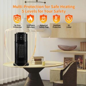 BNTET Space Heater with Humidifier, Ceramic Heater for Indoor Use, Fast Heating, Oscillating, Electric Heater with Thermostat, Remote Control, 3D Flame Effect, Portable Heater for Home, Office