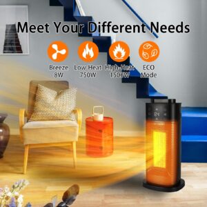 BNTET Space Heater with Humidifier, Ceramic Heater for Indoor Use, Fast Heating, Oscillating, Electric Heater with Thermostat, Remote Control, 3D Flame Effect, Portable Heater for Home, Office