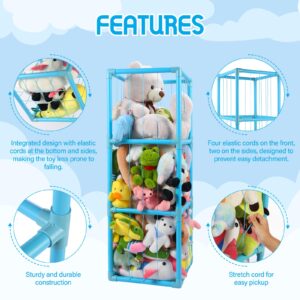 Essenhome Large Stuffed Animals Storage, Zoo Stuffed Animal Holder Space Save Vertical Stuffed Animals Storage PVC with Elastic Band and Net for Playroom Birthday Gift for Bedroom Nursery (Blue)