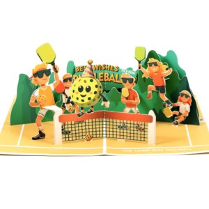 kauai sun pickleball themed 3d pop-up card, cheerful pattern and original design, premium gift and birthday get well thank you card for all pickle ball lovers