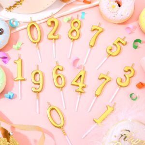 56 Pcs Gold Number Birthday Candles Bulk Cake Toppers Candles for 1st Birthday to 18th Birthday Decoration Wedding Anniversary Party Celebration Baby Showers