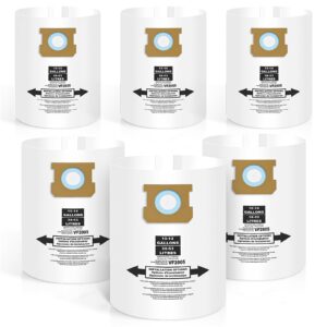 6 pack bag replacements for shop vac bags 10-14 gallon, type f 90662 9066200 9066233, type i 90672 9067200 9067233, vf2005, heavy duty dust collection vacuum filter bags