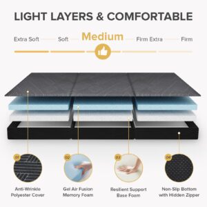 Tri Folding Mattress Twin Size - 4 Inch Foldable Mattress for Travel/RV/Camping/Road Trip/Guest Room/Yoga, Tri-fold Memory Foam Mattress with Washable Cover, Handle & Non-Slip Bottom, 75"x38"x4"