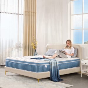 Rimensy Queen Mattress, 12 Inch Hybrid Mattress in a Box, Gel Memory Foam Mattress, Individually Wrapped Pocket Coils Innerspring Mattress, Support & Pressure Relief, Medium Firm Feel, 60"*80"*12"