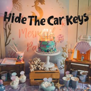 Hide the Car Keys Banner, Black Glitter 16th Birthday Banner Pre-Threaded 16 Birthday Party Supplies Funny 15th Birthday Decorations for 15 Boys & Girls