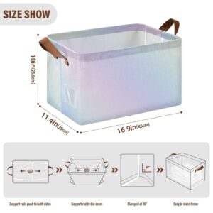 CEBUGI Iridescent Gradient 2 Pack Large Waterproof Collapsible Storage Bin Foldable Canvas Fabric Open Storage Basket Cube Box with Iron Frame