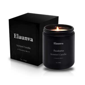 elaunva eucalyptus scented candle,7oz(200g),natural soy wax,aromatherapy candles,home decorations,romantic present,stress relief and relax gift for men and women(7oz(200g), eucalyptus)