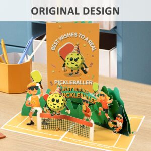 Kauai Sun Pickleball Themed 3D Pop-Up Card, Cheerful Pattern and Original Design, Premium Gift and Birthday Get Well Thank You Card for All Pickle Ball Lovers