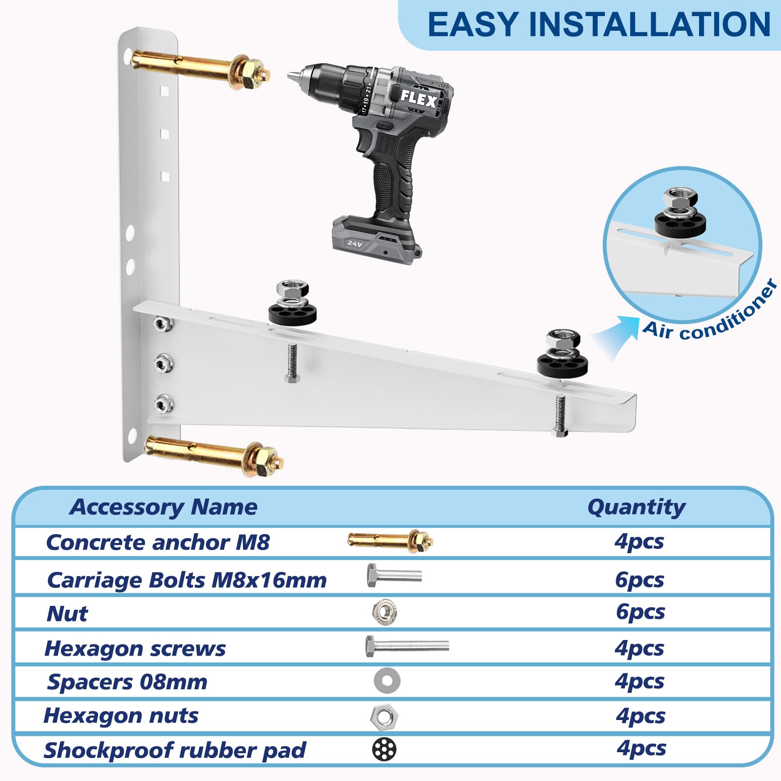 Ogival Mini Split Bracket, Heavy Duty AC Wall Mounting Bracket, Holds up to 330lbs, for 9,000-18,000 BTU AC Units