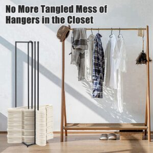 HONZUEN Hanger Stacker Metal, Height-Adjustable Hanger Storage Organizer Hold up to 120 Velvet Hangers, Hanger Organizer Stacker Stand for Closet and Laundry, Clothes Hanger Holder Space Saver 1 Pack