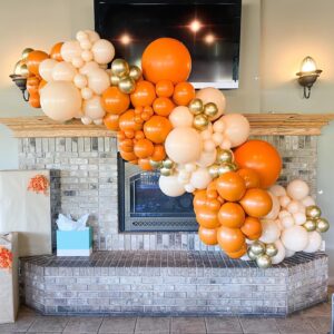 Fall Balloons,12 Inch Orange and Sand Gold Balloons with Gold Confetti Balloons,for Birthday little cutie baby shower Wedding thanksgiving Party Decorations