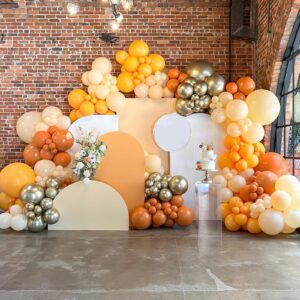 Fall Balloons,12 Inch Orange and Sand Gold Balloons with Gold Confetti Balloons,for Birthday little cutie baby shower Wedding thanksgiving Party Decorations