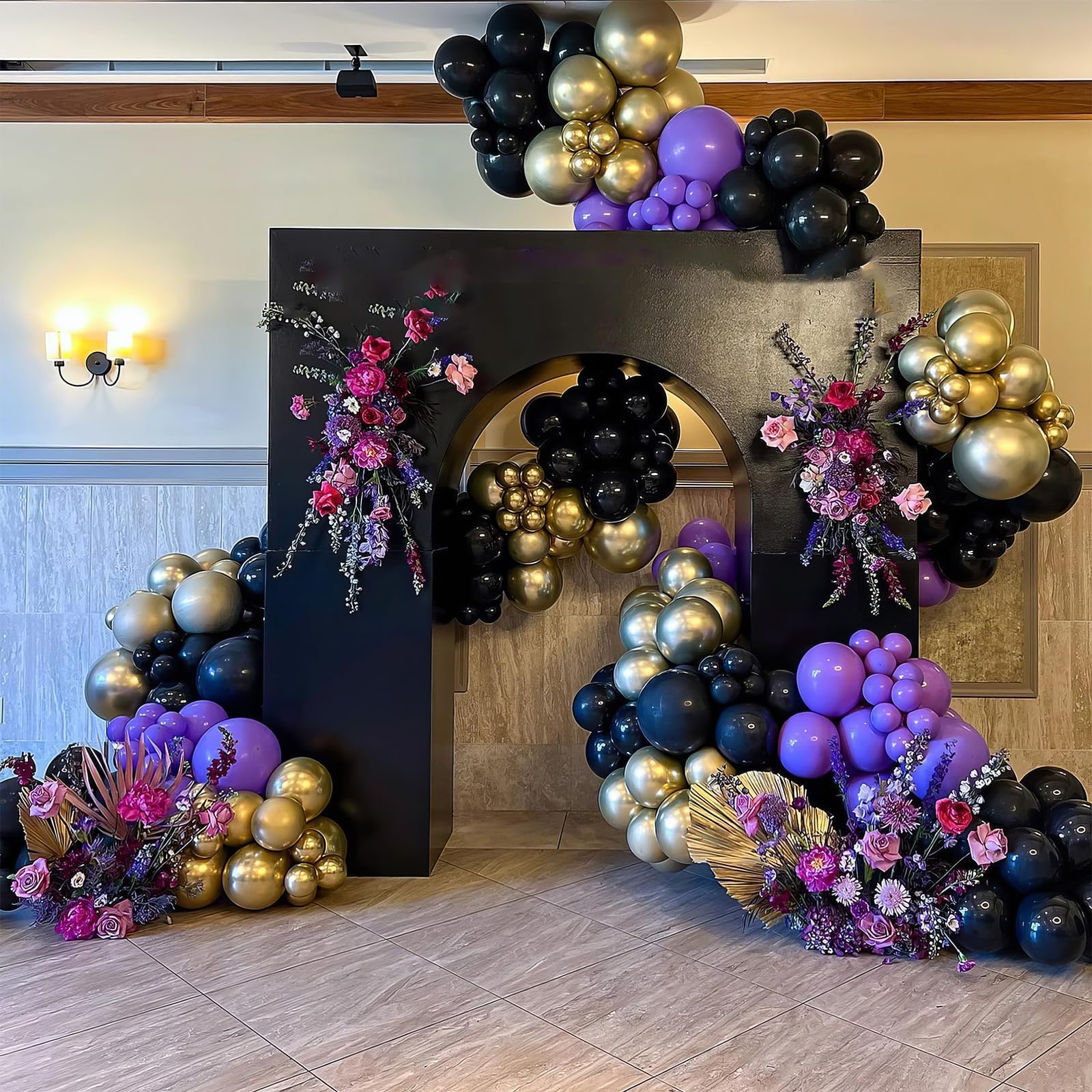 Purple and Gold Balloons,12 Inch Purple Black and Sand Gold Balloons with Purple and Gold Confetti Balloons,for Wedding Birthday Baby Shower Graduation Engagement Halloween Party Decorations