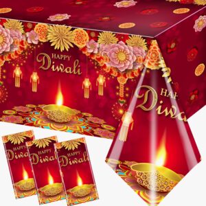 3pieces diwali decorations tablecloth, diwali decorations for home diwali table cloth indian diwali light celebration party decorations happy diwali tablecloth for india light festival diwali party