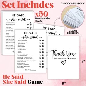 STOFINITY He Said She Said Bridal Shower Game - 50 Pcs Him Or Her Wedding Shower Game for 50 Guests, Engagement Party Game for Bridal Shower Decorations