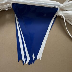 40 Meters 131ft Blue and White Outdoor Waterproof PE Plastic Party Banner Decorations, Triangular Flags Pennant Bunting for Birthday Graduation