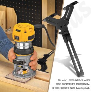 DNP618 Edge Guide for Fixed Base Compact Router, Compatible With DEWALT DWP611 Router, PORTER-CABLE 450 & 451-Adjustable for Quick Attachment To Router Mounting Base, Fits Router DCW600B, DW6913. etc