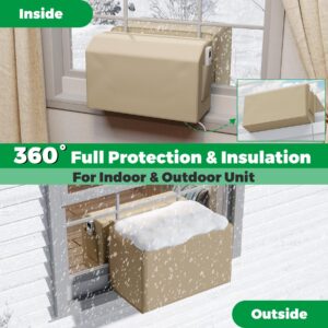 Forestchill 2 Pcs Window Air Conditioner Cover for U-shaped Window AC Unit, Upgraded Insulated Outdoor & Indoor Window AC Covers Set, Full Coverage and Weatherproof for Winter