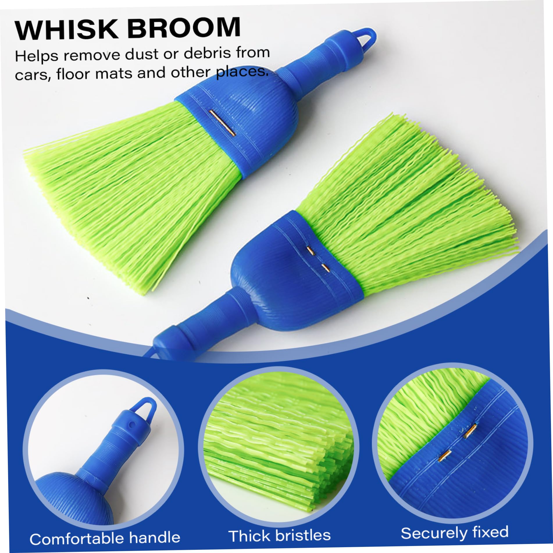 Whisk Broom, Hand Broom, 2PCS Plastic Hand Broom with Thick Bristle, 4.7x9.8 Mini Broom with Hang Holes, Hand Broom Brush for Tabletops, Windowsills, Corners, Furniture