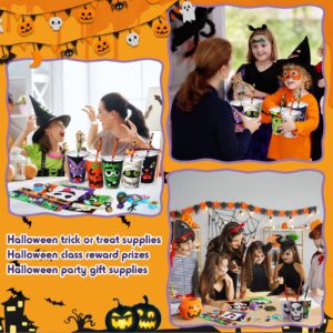 Tioncy 218 Pcs Halloween Trick or Treat Party Favors Halloween Stationery Set Trick or Treat Gifts Bulk with Cups Halloween Goody Bag Fillers for Halloween Party Prizes Trick or Treat Party Supplies