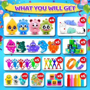 107Pcs Party Favors for Kids, Fidget Toy Pack Stocking Stuffers Birthday Gift Toys, Carnival Reward Classroom Prizes ,Treasure Box Toys Goodie Bag Stuffers Pinata Fillers for Kids 8-12