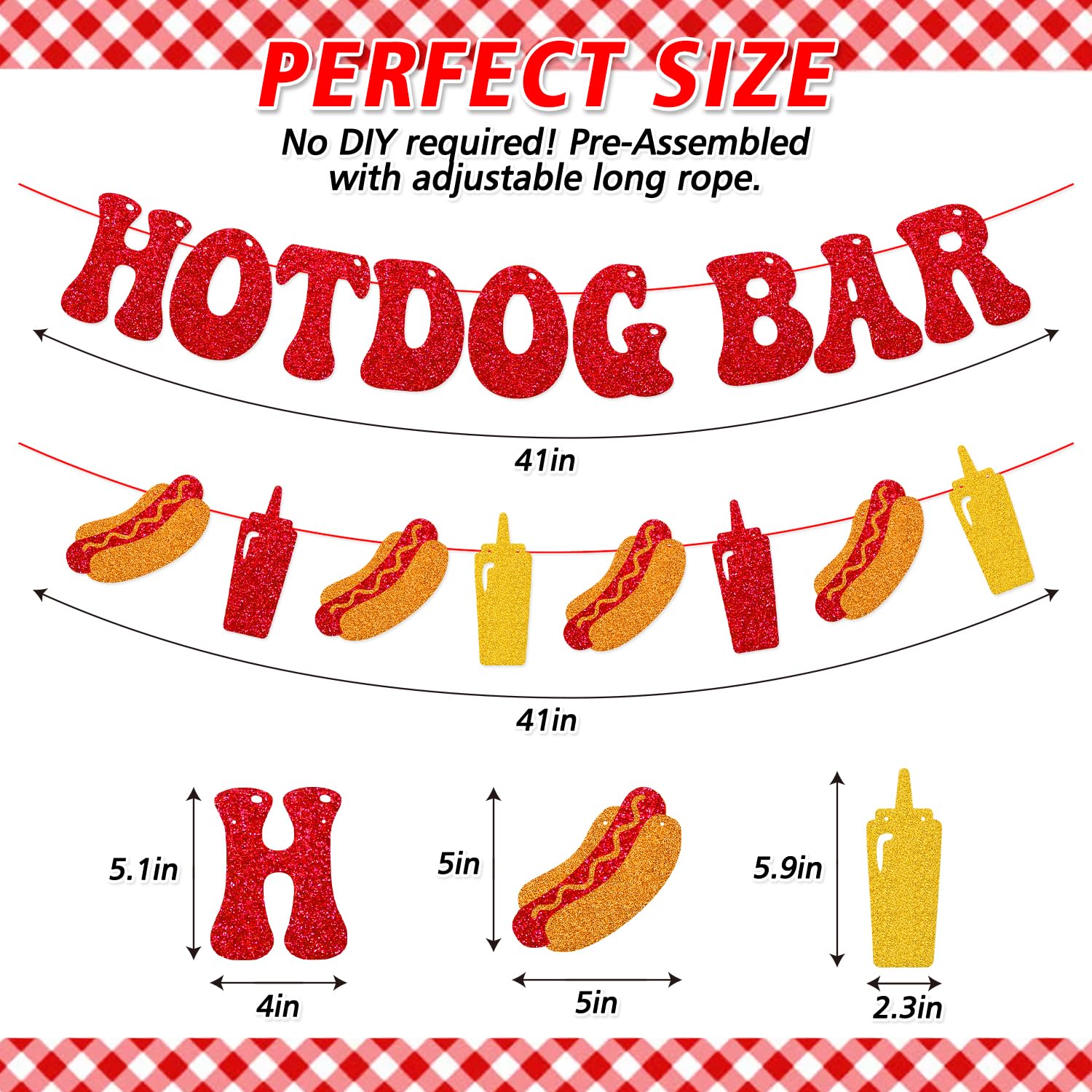 Hotdog bar Banner Hotdog Birthday Party Supplies for Children Kids Sausage Bday Party Decorations