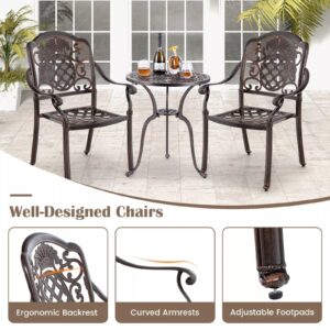 VcJta 2PCS Aluminum Outdoor Armchairs, Patio Metal Chairs with Ergonomic Curved seat - Stylish Seating for Your Garden