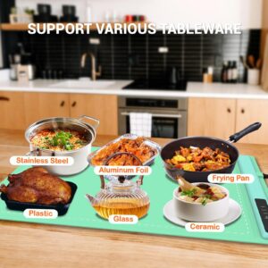 Electric Warming Tray - 3 Modes &Full Surface Heating,Rollable & Portable,Premium Silicone Nano-Material,3 Temperature Settings,Auto Shut-Off -Versatile Food Warmer for Gatherings,Parties (Green)