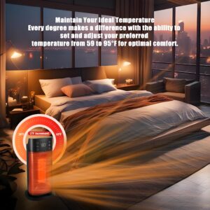 BNTET Portable Space Heater Indoor–Fast Heating, PTC Ceramic Heating with Remote, Electric Heater with Thermostat, 70°Oscillating, 12H Timer, Safety Protection, Ideal for bedroom, Office and Indoor