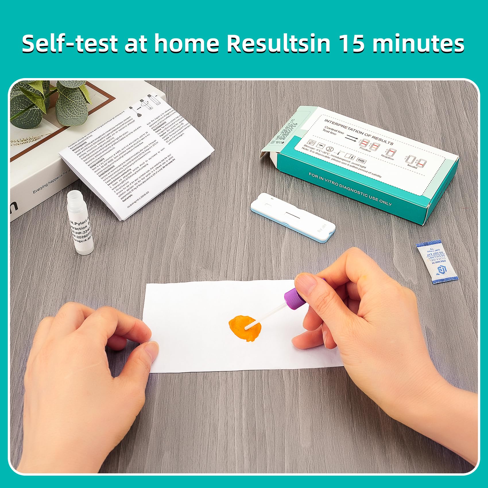 H. Pylori Helicobacter Pylori Stool Test Kit, 10-15 Minutes of Quick Home Testing, The Result is Highly Accurate, Easy to Read and use