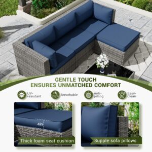 Amopatio Outdoor Cushions, Replacement Patio Furniture Cushions for Outdoor Furniture, Waterproof & Fade Resistant Cushions for Patio Sectional Couch(Cushion Cores & Covers, Navy)