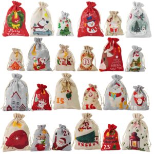 arpadamo 24 pieces christmas 24 days advent calendar bags-2024 christmas countdown calendar christmas drawstring gift bags-reusable diy makeup advent calendar set-for home party decoration gift