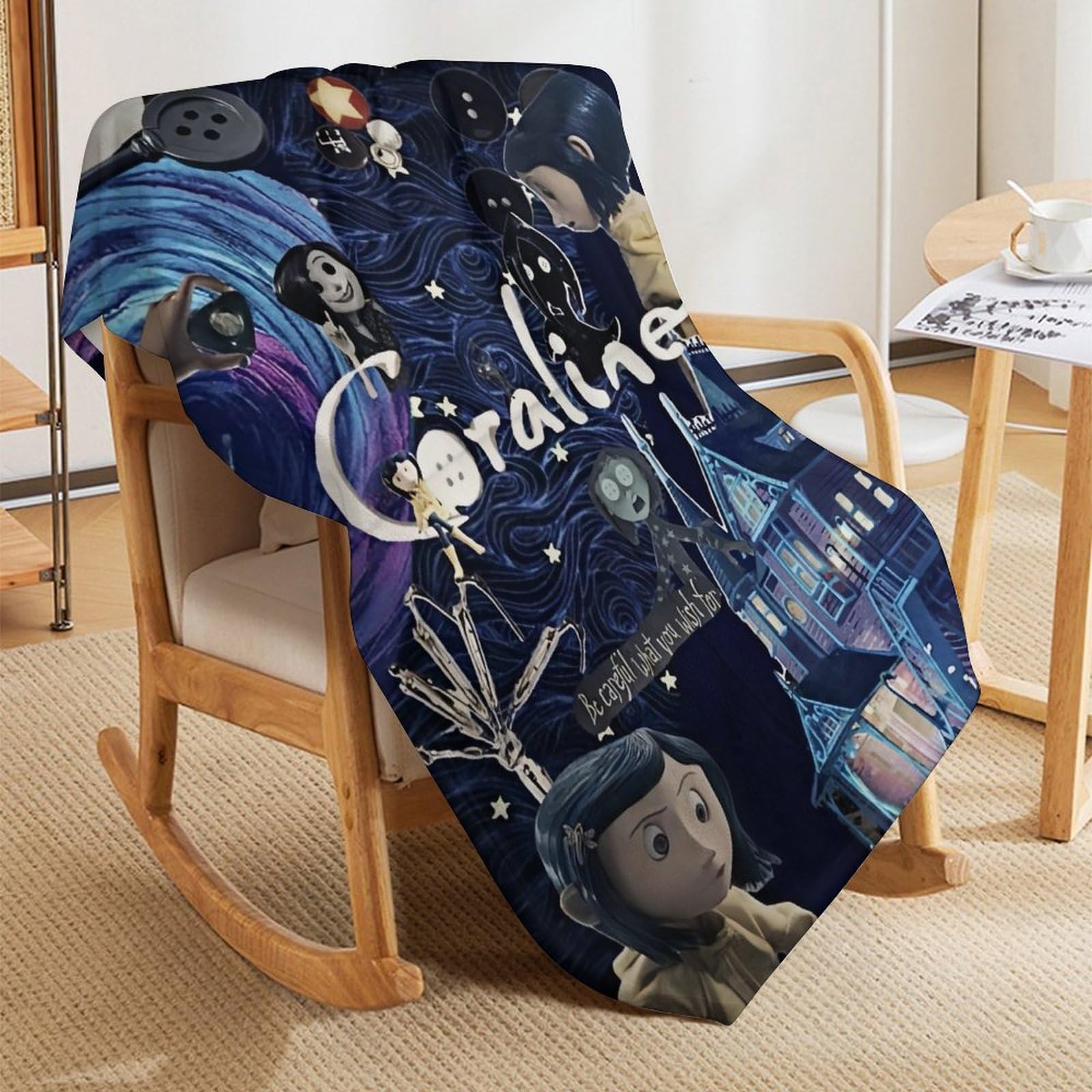 CHALAJIG Super Soft Flannel Coraline Blanket Decorative Bedroom Living Room Suitable for Kids/Adult Blanket, Style