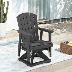 SERWALL Adirondack Swivel Glider Chair, HDPE Swivel Glider for Outdoor, All-Weather Glider Chair for Porch, Balcony, Slate Grey