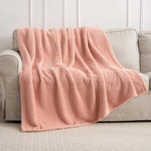 Pink 300GSM XL Throw Blanket for Couch Or Bed 50x70, Waffle Cozy Soft Blanket for Cute Teen Girl Room Decor Lightweight Fluffy Throws All Seasons