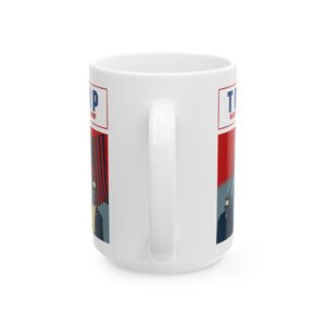 LEISAC Donald Trump 2024, Trump Assassination Attempt Coffee Mug 15Oz, Fight Never Surrender, Make America Great 2024 Campaign President Election Vote Funny Ceramic Gift Cup for Trump Supporter