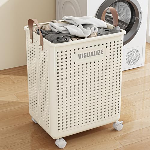 Ergocar Foldable Storage Basket With Universal Wheels Swivel Mobile Family Dormitory Breathable Hollow Out For Toys, Clothes, Storage Container Organiser