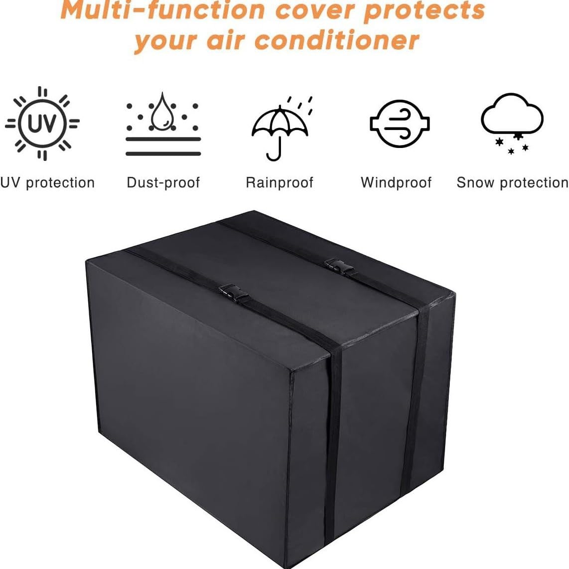 Fixiooz Air Conditioner Cover for Outside Unit,Water-Resistant Outdoor Window Square AC Cover, Outside Window Protection Cover Winter AC Cover 17X13X12 Inches, Black