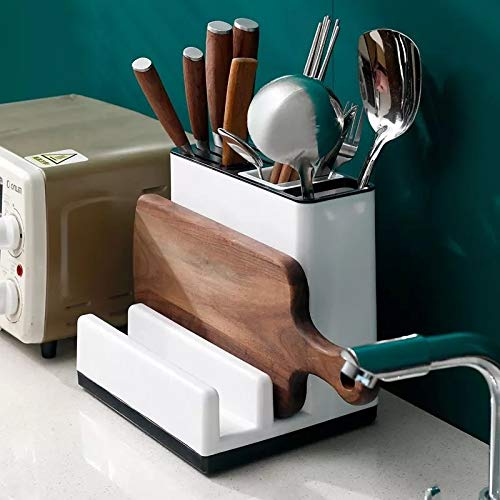 ZUIAI Kitchen Utensil Plastic Scissors Holder Cutting Board Holder Draining Rack Storage Shelf Organizer Chopping Rack (Without)